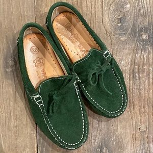 Boys Green suede driving moccasins